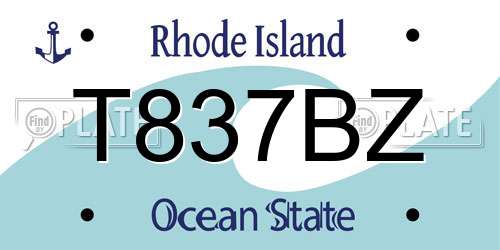 T837BZ Rhode Island License Plate