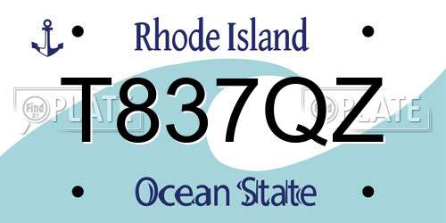 T837QZ Rhode Island License Plate