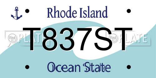 T837ST Rhode Island License Plate