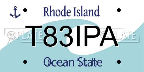T83IPA Rhode Island License Plate