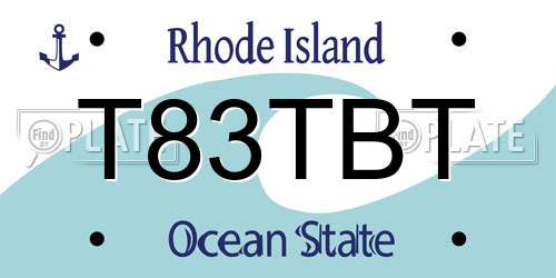 T83TBT Rhode Island License Plate