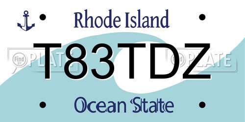 T83TDZ Rhode Island License Plate
