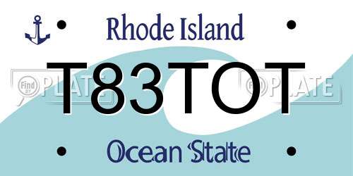 T83TOT Rhode Island License Plate