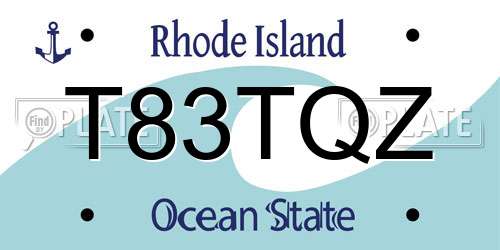 T83TQZ Rhode Island License Plate