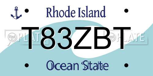 T83ZBT Rhode Island License Plate