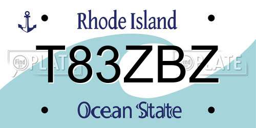 T83ZBZ Rhode Island License Plate