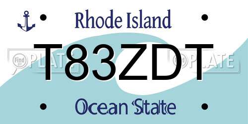 T83ZDT Rhode Island License Plate