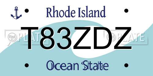 T83ZDZ Rhode Island License Plate