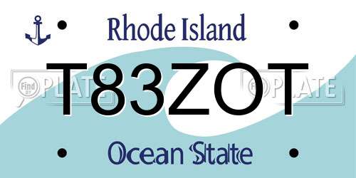 T83ZOT Rhode Island License Plate