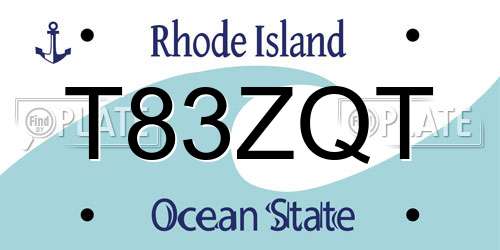 T83ZQT Rhode Island License Plate