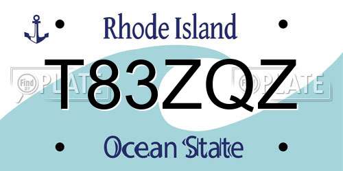 T83ZQZ Rhode Island License Plate