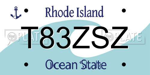 T83ZSZ Rhode Island License Plate