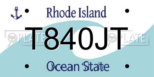 T840JT Rhode Island License Plate