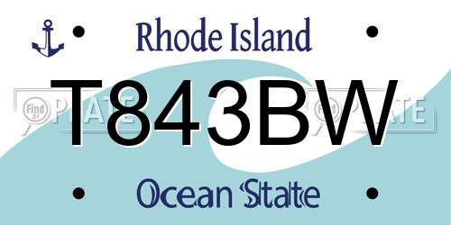 T843BW Rhode Island License Plate