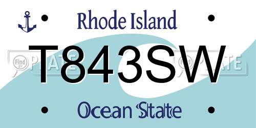 T843SW Rhode Island License Plate