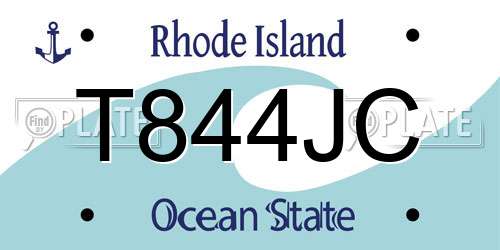 T844JC Rhode Island License Plate