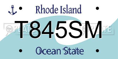 T845SM Rhode Island License Plate