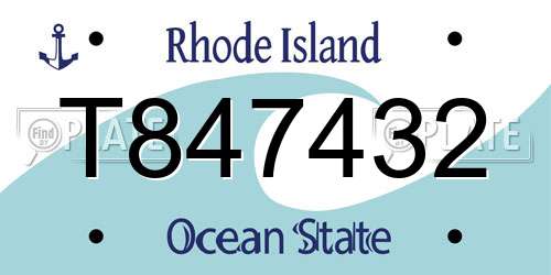 T847432 Rhode Island License Plate