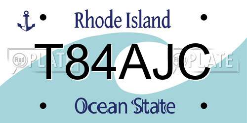 T84AJC Rhode Island License Plate