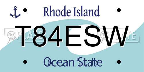 T84ESW Rhode Island License Plate
