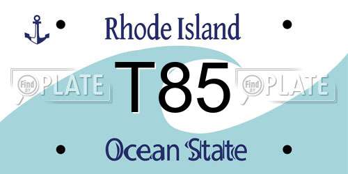 T85 Rhode Island License Plate