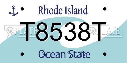 T8538T Rhode Island License Plate