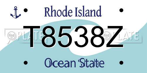 T8538Z Rhode Island License Plate