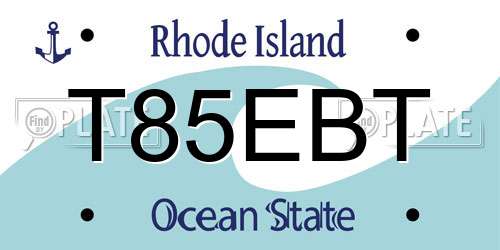 T85EBT Rhode Island License Plate