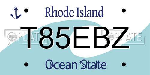 T85EBZ Rhode Island License Plate