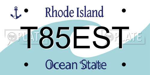 T85EST Rhode Island License Plate