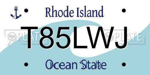 T85LWJ Rhode Island License Plate