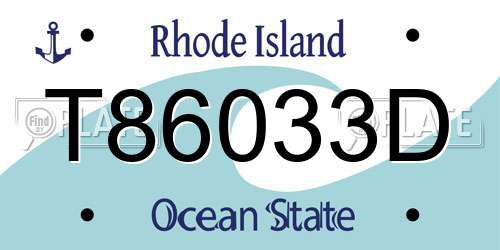 T86033D Rhode Island License Plate