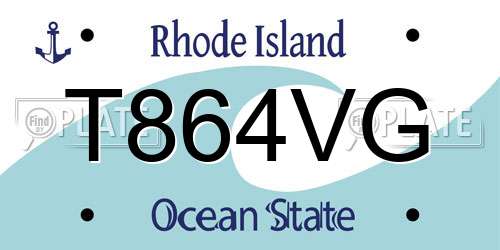 T864VG Rhode Island License Plate