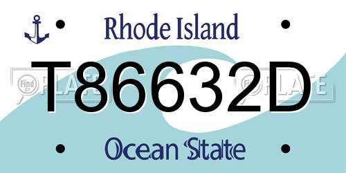 T86632D Rhode Island License Plate