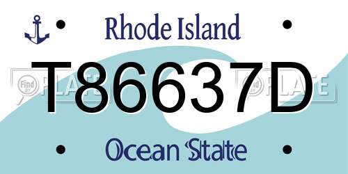 T86637D Rhode Island License Plate