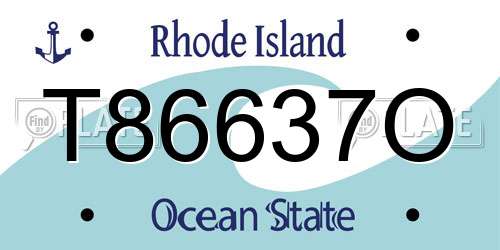 T86637O Rhode Island License Plate