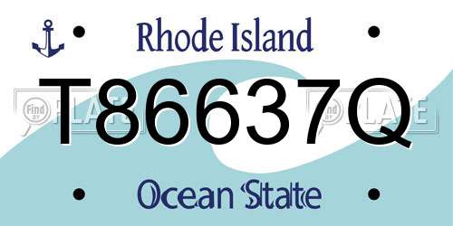 T86637Q Rhode Island License Plate
