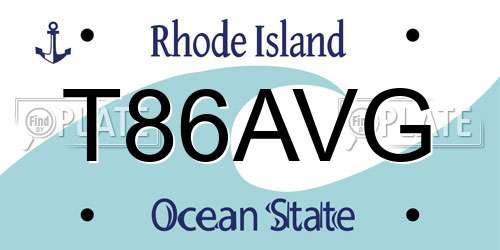 T86AVG Rhode Island License Plate