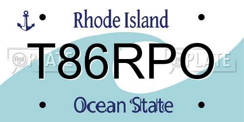 T86RPO Rhode Island License Plate
