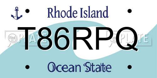 T86RPQ Rhode Island License Plate