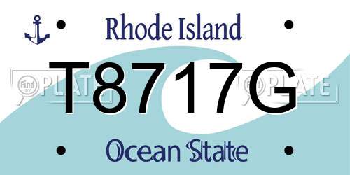 T8717G Rhode Island License Plate