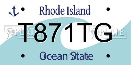 T871TG Rhode Island License Plate