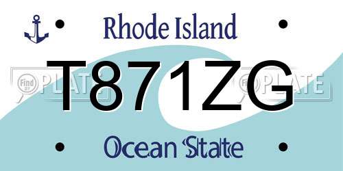 T871ZG Rhode Island License Plate