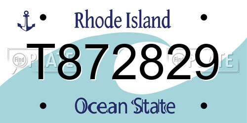 T872829 Rhode Island License Plate