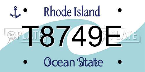 T8749E Rhode Island License Plate