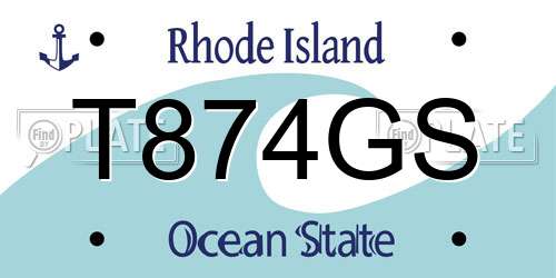 T874GS Rhode Island License Plate