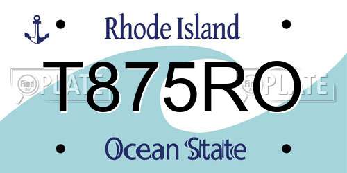 T875RO Rhode Island License Plate
