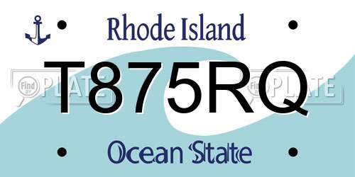 T875RQ Rhode Island License Plate
