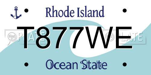 T877WE Rhode Island License Plate