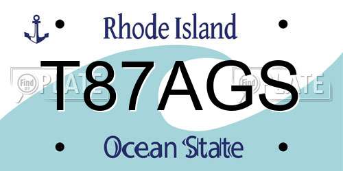 T87AGS Rhode Island License Plate